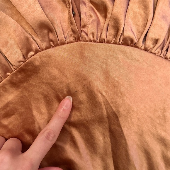 Dress Forum Reflection Blouson Dress in Golden Sand/Orange, Satin Maxi, Large - Picture 14 of 14